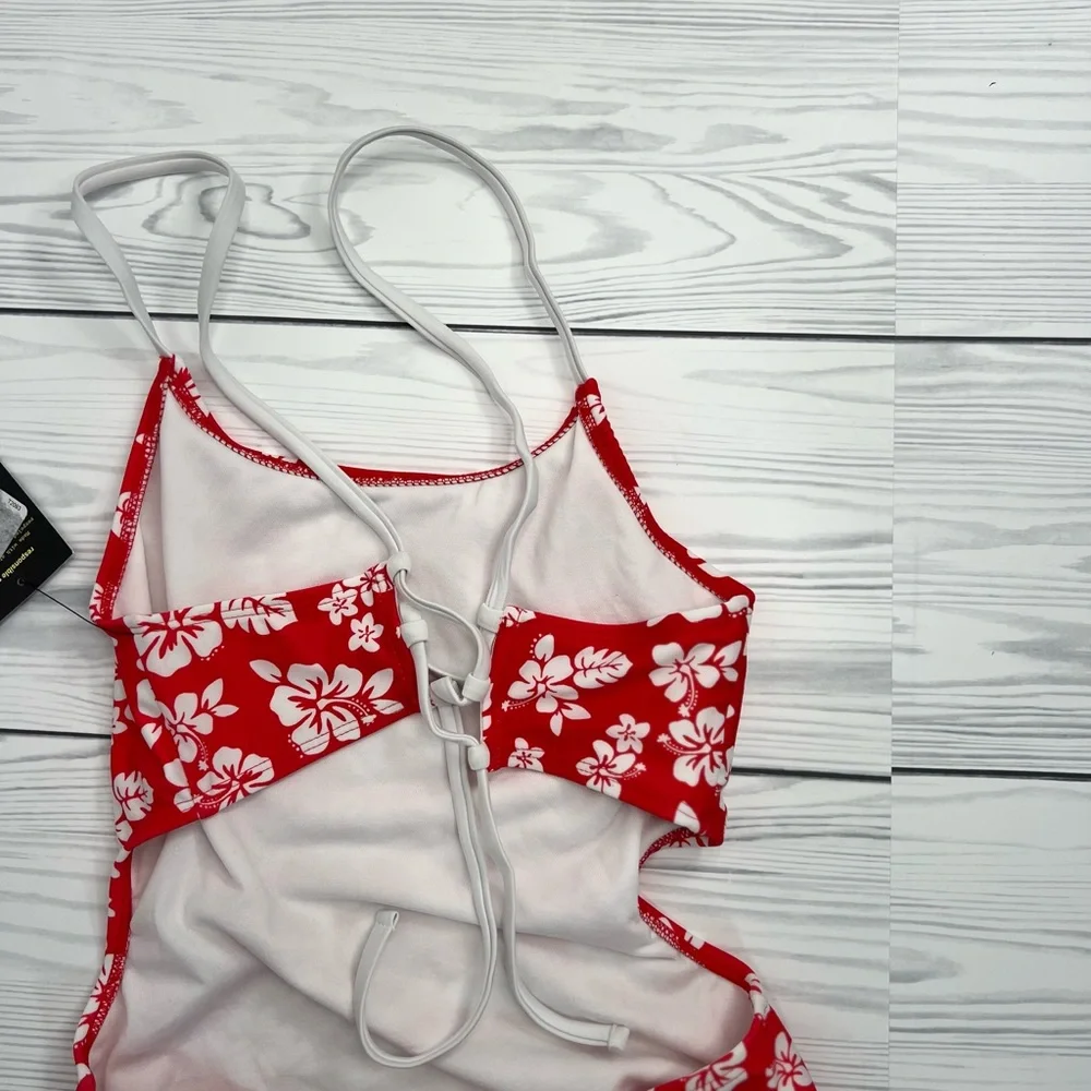 Girls' 'Hawaiian Retreat with Sarong Swimwear Set, class Red